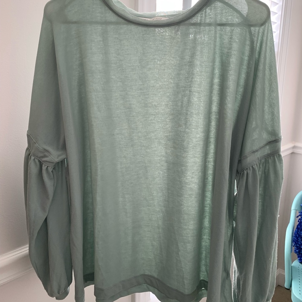 Sage Green bubble sleeve shirt!!